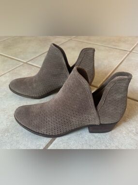 Lucky Brand Taupe Cutout Suede Ankle Booties
